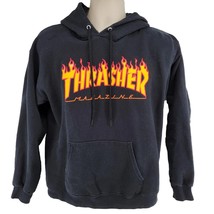 Thrasher Magazine Mens Hoodie Size Small Black Skateboard Skater Flame Vtg Logo - £25.12 GBP
