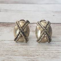 Vintage Napier Clip On Earrings Oval with Woven Kiss Gold Tone - £11.18 GBP