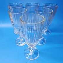 Libbey Janette Ribbed Soda Fountain Milkshake Glass - Set Of 6 - MINT CONDITION - $41.89