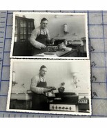 Vintage RPPC Postcard Man Cooking Roast In Kitchen Holding Knife - €8,20 EUR