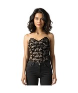 Lady Marlene Rare Vintage 1950-60&#39;s Black Lace Corset Bustier Size 36C - $74.25