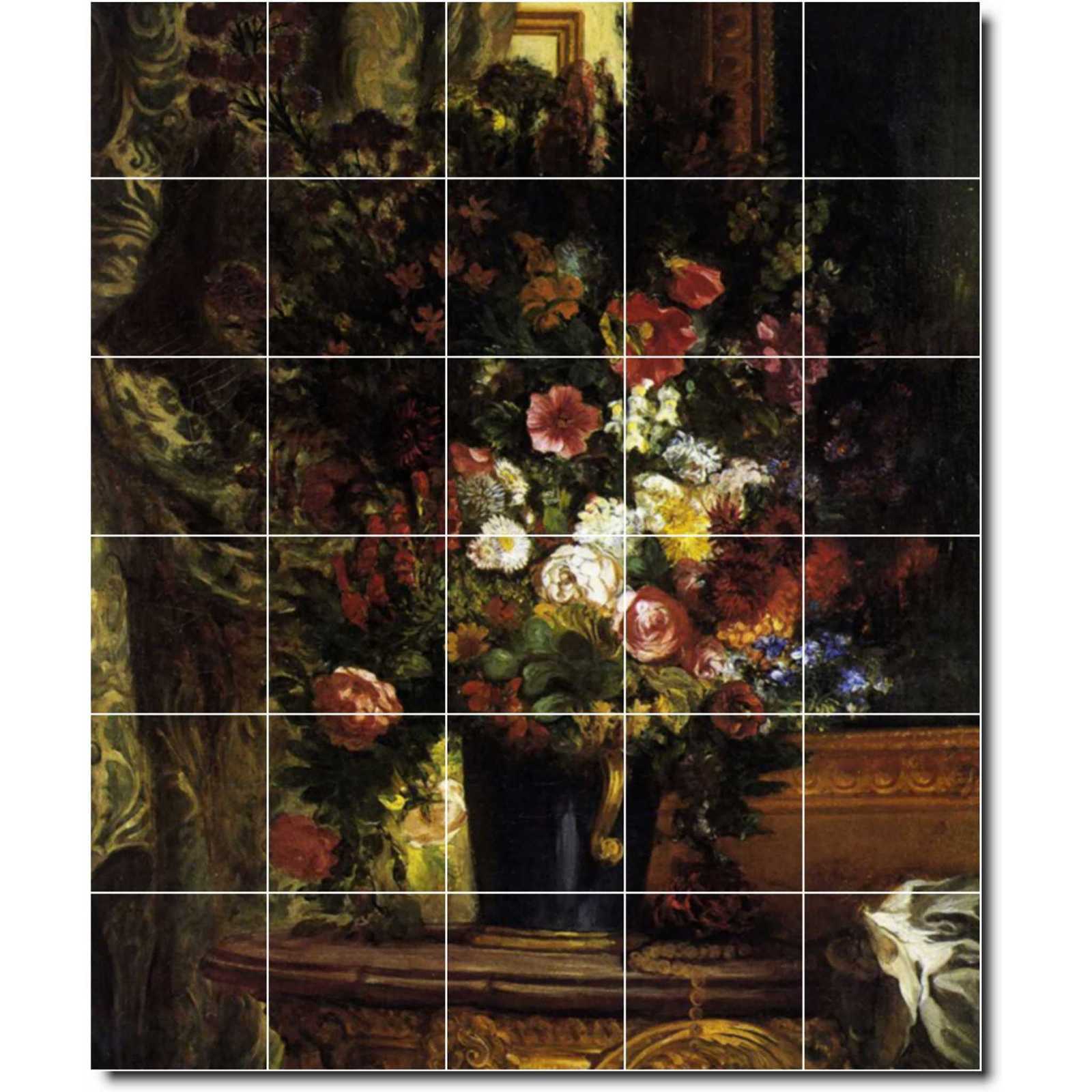 Delacroix eugene a vase of flowers on a console