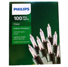 Philips 100 Count Clear Mini Lights Green Wire Indoor Outdoor Christmas ... - £11.14 GBP