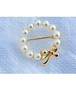 18k Mikimoto Pearl Circle Pin Authentic Vintage Piece Retro Period 1” Wide - £583.04 GBP