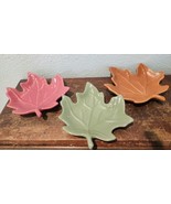 Ceramic Fall Leaves in Rose, Green and Brown 6x6in. Decorative Candle or... - $7.82