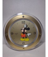 Vintage Disney Mickey Mouse Wall Clock 10.5&quot; Gold Tone Seiko Quartz TEST... - $34.64