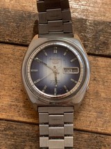 Rare Vintage Seiko 6119-6410 21 Jewels Blue Dial Dress Analog Men&#39;s Watch 1970s - £76.65 GBP