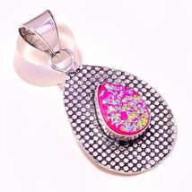 Pink Titanium Drusy Gemstone Black Friday Gift Pendant Jewelry 1.90" SA 3593 - £3.18 GBP
