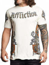 Affliction War Medieval Shield Eagle Crest Mens T-Shirt Vintage White NEW RARE! - £45.13 GBP