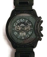 Pave Master Men&#39;s Black Bling Watch SF-1001 Wide Band Needs Repair - $31.87