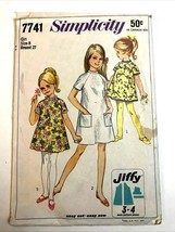 Vintage 1968  Simplicity Pattern 7741 Girls&#39; Flared Dress, Size 8 Breast 27 - $3.91