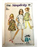 Vintage 1968  Simplicity Pattern 7741 Girls&#39; Flared Dress, Size 8 Breast 27 - $3.91