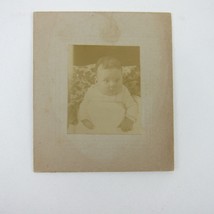Antique Carte De Visite CDV Baby Photo in White &amp; Floral Sepia Child Photograph - £39.53 GBP