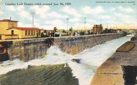 Canadian Locks Disaster June 9 1909 Sault Ste Marie Michigan postcard - £5.84 GBP