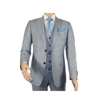 Men Suit BERLUSCONI Turkey 100% Italian Wool Super 180's 3pc Vested #Ber8 Gray image 3