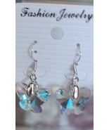 Multicolored Resin ~ Butterfly Earrings ~ Silver Alloy ~ 1.5&quot; Dangle Ear... - £11.76 GBP