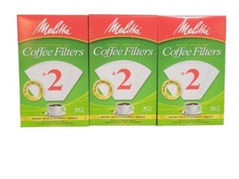 3 Pack Melitta No 2 Super Premium White Coffee Cone Filters 40ct, 120 Total - £11.93 GBP