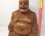 Hand Carved Wood Buddha Sitting Laughing Statue 17&quot; Tall and 18 lbs. Vin... - £389.25 GBP