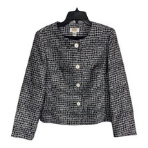 Talbots Womens Jacket Adult Size 10 Petite Black White Bubble Long Sleeve Button - £28.57 GBP