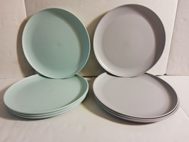 Room Essentials 8 Set Melamine Plastic 10.5&quot; Plastic Plate Gray Light Blue - $27.71