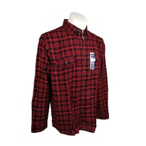 George Mens XLT Red and Black Plaid Soft Flannel Long Sleeve Button Down... - £14.51 GBP