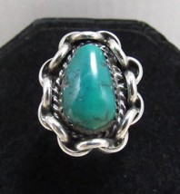 Glenn Sandoval Sterling Silver Green Turquoise Ring Sz 7.5 Navajo Carico... - $49.49
