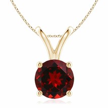 Authenticity Guarantee 
9mm V-Bale Round Garnet Solitaire Pendant in 14K Yell... - £476.82 GBP