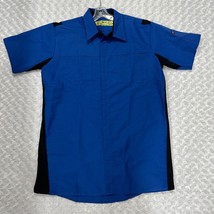 Red Kap Snap Button Up Short Sleeve Pockets Side Mesh Shirt Men XL Blue/... - $18.49