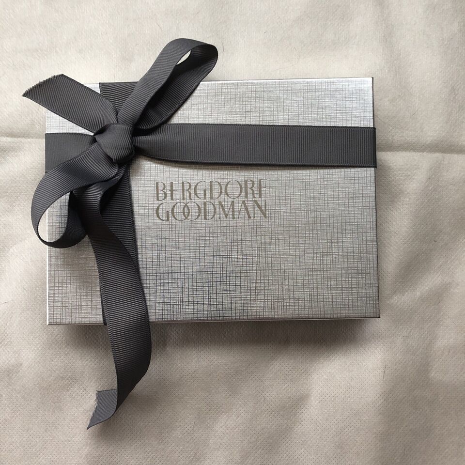 Bergdorf Goodman box rectangle medium with ribbon empty silver - $14.84