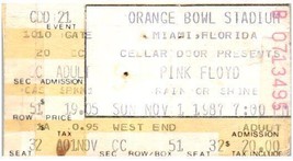 Vintage Pink Floyd Konzert Ticket November 1 1987 Miami Florida - $39.58