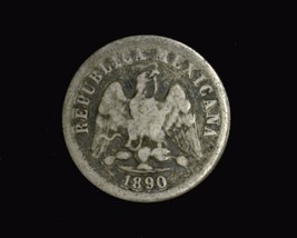 1890 Ho G 10 Centavos Silver Mexican Coin 48K Mint Error Hermosillo Sonora Mexico - £53.67 GBP