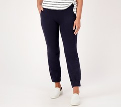 Women with Control Cotton Jersey SMOOTH &amp; SLEEK Pants- Navy, Tall Small - £22.32 GBP