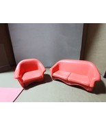 Two Tone Coral Dollhouse Couch &amp; Chair  - $9.00