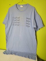 Vintage Womens T-Shirt Tee I Will Not Chase Boys Spellout Y2K 2000s Blue XL - £26.21 GBP