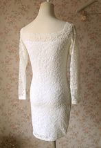 White Lace Midi Party Dress Women Custom Plus Size Long Sleeve Slim Fitting Dres image 3