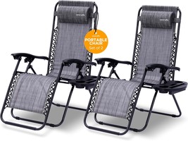 Serenelife Zero Gravity Chairs Set Of 2 - Adjustable Outdoor Lounge, Cha... - $148.99