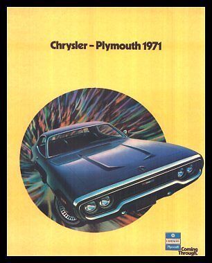 1971 Chrysler Plymouth Brochure Cuda Road Runner 71 - $11.80