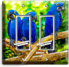 Hyacinth Tropical Blue Macaw Birds Parrots Double Gfci Light Switch Plate Decor - £8.95 GBP