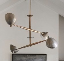 Mid Century Antique Brass Sputnik Chandelier Vintage Stilnovo Italian 2 Tier - £318.41 GBP