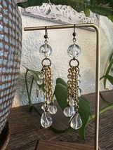 Vintage Gold Plated Clear Drop Dangle Earrings Womens Fashion  Jewelry EUC - £16.78 GBP