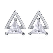 Punk Stud Earrings for Men, Triangle AAA CZ Stone Earrings, Geometric Stainless  - £10.50 GBP