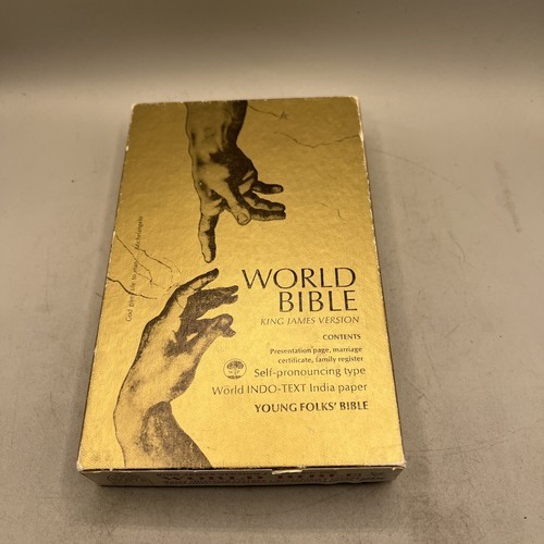 Vtg World Bible King James Version Red Letter Edition White Leather Gold... - $17.81
