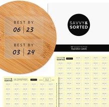 Savvy &amp; Sorted 60 Transparent Clear Labels &quot;Best by&quot; Expiration Labels NEW - £7.60 GBP