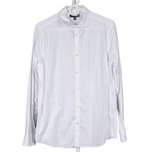 Murano Dress Shirt M Men White Slim Fit Liquid Luxury Cotton Textured Leaf Print - £13.63 GBP