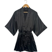 Victorias Secret Robe Womens S M Black Satin Kimono Belted Sleepwear Cla... - $24.74