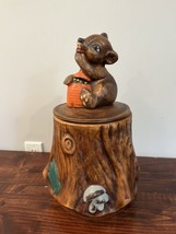 Vintage California Originals Bear Cub Tree Stump Cookie Biscuit Jar Cani... - $38.00