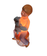 Vintage Trina Japan Hand Painted Night Light Boy Dog Porcelain In Origin... - $475.79 MXN