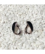 Trifari Silver-Tone &amp; Black Enamel Stud Earrings - $221.44 MXN