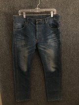 Wromlike Jeans Men&#39;s Size 34 Blue Denim Straight 100% Cotton Mid Rise - $14.89