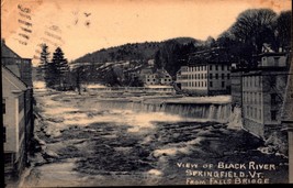 View Of Black River Springfield Vt. From Falls BRIDGE-1910 Postcard BK67 - £6.23 GBP